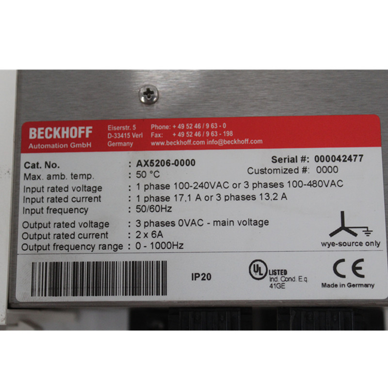 Servoazionamento BECKHOFF AX5206-0000-0200 Usato Ma Testato E Funzionante Al 100%, Per Automazione Industriale