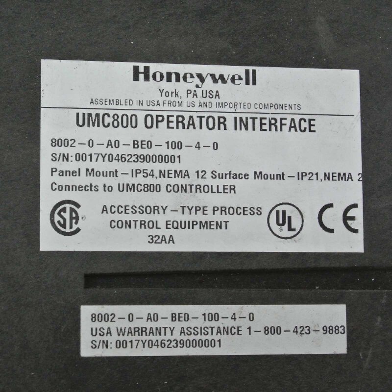 Honeywell UMC800 8002-0-A0-BE0-100-4